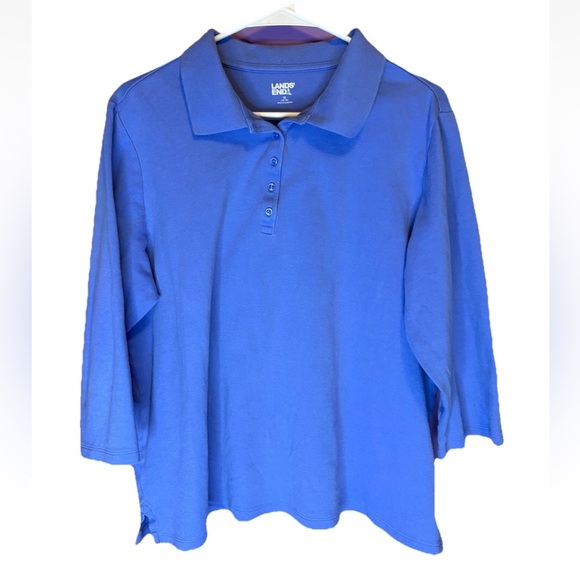 Lands End Collared 3/4 Sleeve Shirt Top Plus Size 1X - Picture 1 of 3